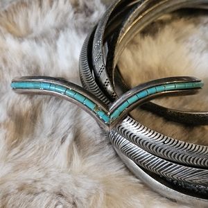 Vintage Sterling Silver Navajo Turquoise Cuff Bracelet